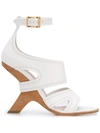 Alexander Mcqueen Curved-heel Leather Sandals In White