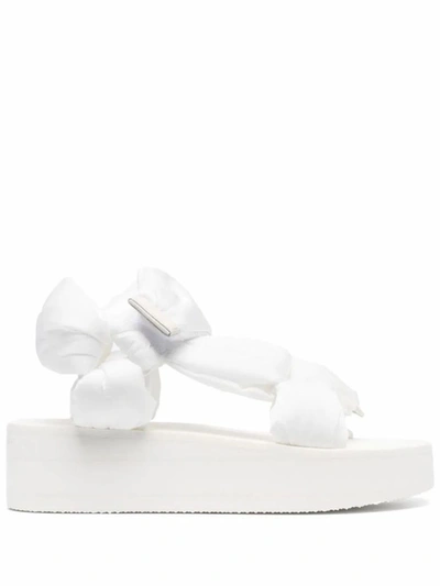 Red Valentino Flat Sandals Red (v) Nylon Sandal With Bow In White