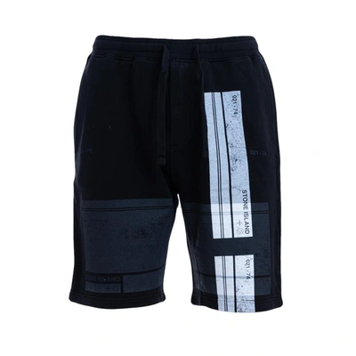 Stone Island 66596 Black Printed Cotton Shorts