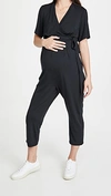 Ingrid & Isabel Maternity Short Sleeve Knit Jumpsuit In Black
