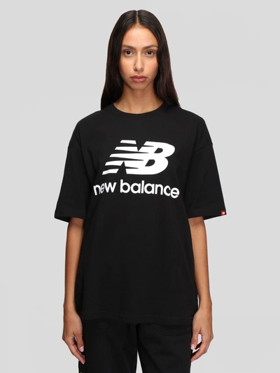 New Balance Nb Essentials Stacked Logo Tee In Black