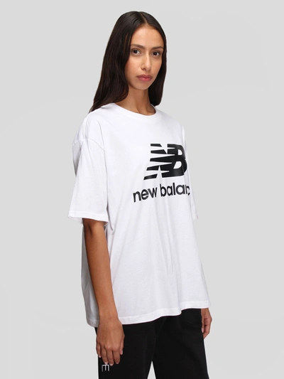 New Balance Nb Essentials Stacked Logo Tee In White