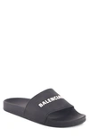 Balenciaga Logo Slide Sandal In Black