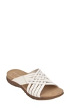 Easy Spirit Meadow Womens Leather Slip On Huarache Sandals In Chic Cream Leather