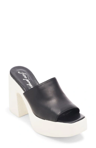 Free People Zoe Platform Slide Sandal In Black Leather