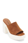 Free People Zoe Platform Slide Sandal In Tobacco Suede