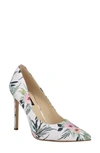 Nine West 'tatiana' Pointy Toe Pump In Floral Satin