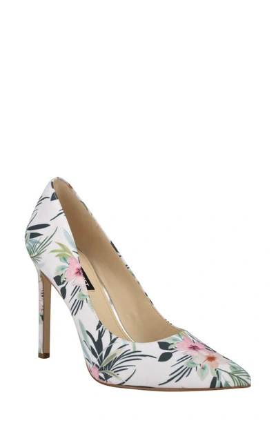 Nine West 'tatiana' Pointy Toe Pump In Floral Satin