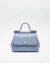 Dolce & Gabbana Dauphine Leather Medium Sicily Handbag In Sky Blue