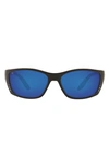Costa Del Mar 64mm Oversize Polarized Rectangular Sunglasses In Blue Black