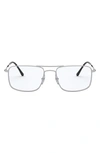 Ray Ban 55mm Square Blue Light Blocking Glasses In Silver
