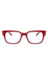 Ray Ban Unisex 53mm Rectangular Optical Glasses In Transparent Red