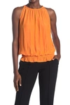 Ramy Brook Lauren Smock Waist Sleeveless Top In Candy Orange