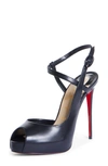 Shop Christian Louboutin Jenlove Ankle Strap Peep Toe Stiletto In Black