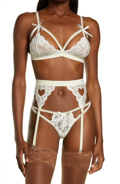 Mapalé Lace Bralette, Garter Belt & Thong In Ivory