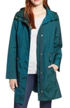 Cole Haan Signature Back Bow Packable Hooded Raincoat In Pine