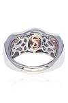 SUZY LEVIAN SUZY LEVIAN STERLING SILVER BROWN & WHITE CUBIC ZIRCONIA WAVE RING,636225452241