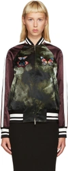 Valentino Patched & Printed Satin Bomber Jacket, Multicolor