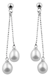 Splendid Pearls Dangling Pearl Drop Earrings In Natural White