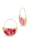 Sterling Forever 14k Gold Plated Brass Resin Half Moon Dangle Earrings In Strawberry