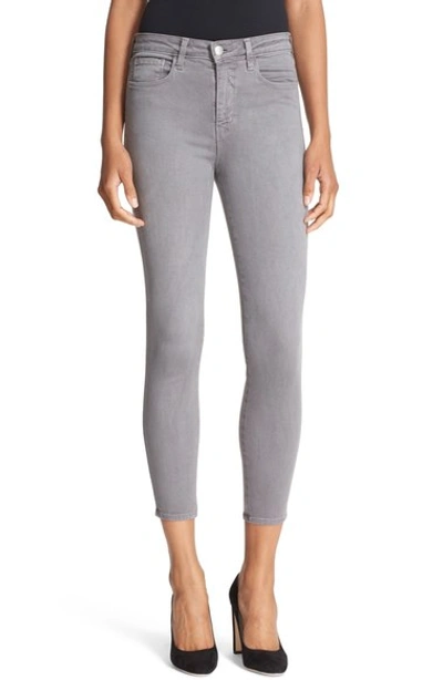 L Agence The Margot Cropped High-rise Skinny Jeans In Grey