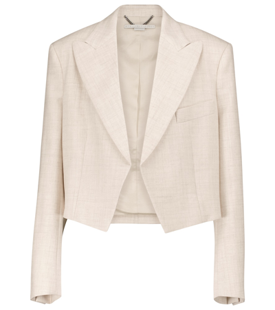 Stella Mccartney Tailored Linen Blend Crop Jacket In Nude & Neutrals