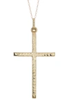 CANDELA 10K YELLOW GOLD HAMMERED CROSS PENDANT NECKLACE,716838354948