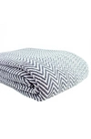 Melange Cotton Herringbone Blanket In Grey