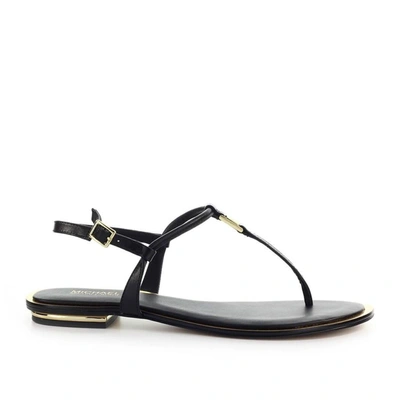 Michael Kors Fanning Thong Flats In Black Leather