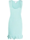 Bottega Veneta Open-knit Cotton-blend Mini Dress In Light Blue