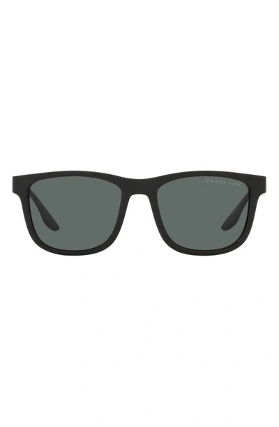 Prada 54mm Square Sunglasses In Black Rubber/ Dark Grey Polar