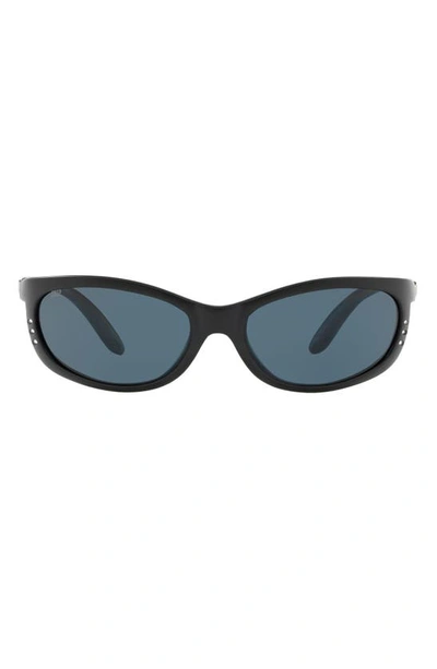 Costa Del Mar 61mm Polarized Wraparound Sunglasses In Matte Black
