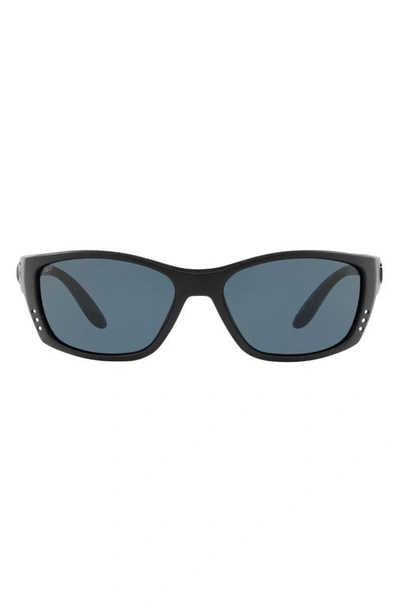Costa Del Mar 64mm Polarized Wraparound Sunglasses In Black