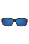 Costa Del Mar 61mm Rectangle Sunglasses In Black Blue