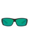 Costa Del Mar 61mm Rectangle Sunglasses In Black Green
