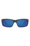 Costa Del Mar 62mm Waypoint Rectangluar Polaraized Sunglasses In Silver Black