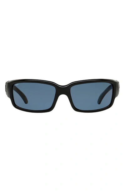 Costa Del Mar 59mm Polarized Wraparound Sunglasses In Shiny Black