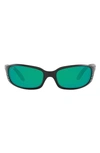 Costa Del Mar 59mm Polarized Wraparound Sunglasses In Black Green