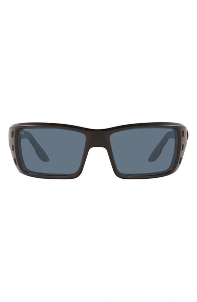 Costa Del Mar 63mm Oversize Polarized Rectangular Sunglasses In Black Grey