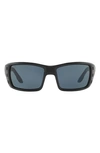 Costa Del Mar 63mm Oversize Polarized Rectangular Sunglasses In Solid Black