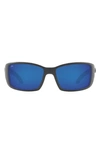 Costa Del Mar 62mm Rectangular Polarized Sunglasses In Matte Gun Black