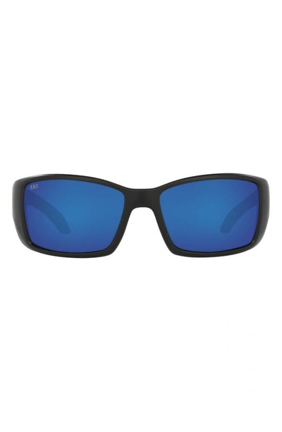 Costa Del Mar 62mm Rectangular Polarized Sunglasses In Black Blue