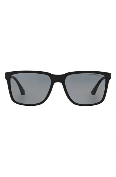 Emporio Armani 56mm Polarized Square Sunglasses In Black