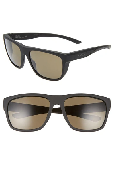 Smith Barra 59mm Chromapop(tm) Polarized Sunglasses In Matte Black/ Blue