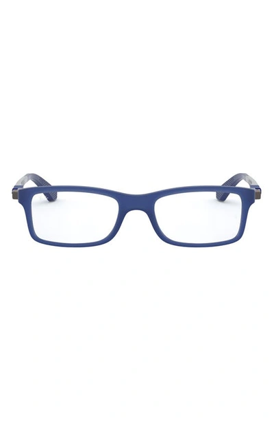 Ray Ban Kids' 47mm Rectangular Optical Glasses In Matte Blue