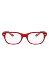 Ray Ban Kids 46mm Rectangular Optical Glasses In Red
