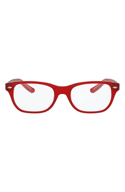 Ray Ban Kids 46mm Rectangular Optical Glasses In Red