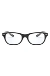 Ray Ban Kids 46mm Rectangular Optical Glasses In Black