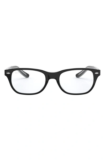 Ray Ban Kids 46mm Rectangular Optical Glasses In Black