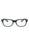 Ray Ban Kids 46mm Rectangular Optical Glasses In Black Blue